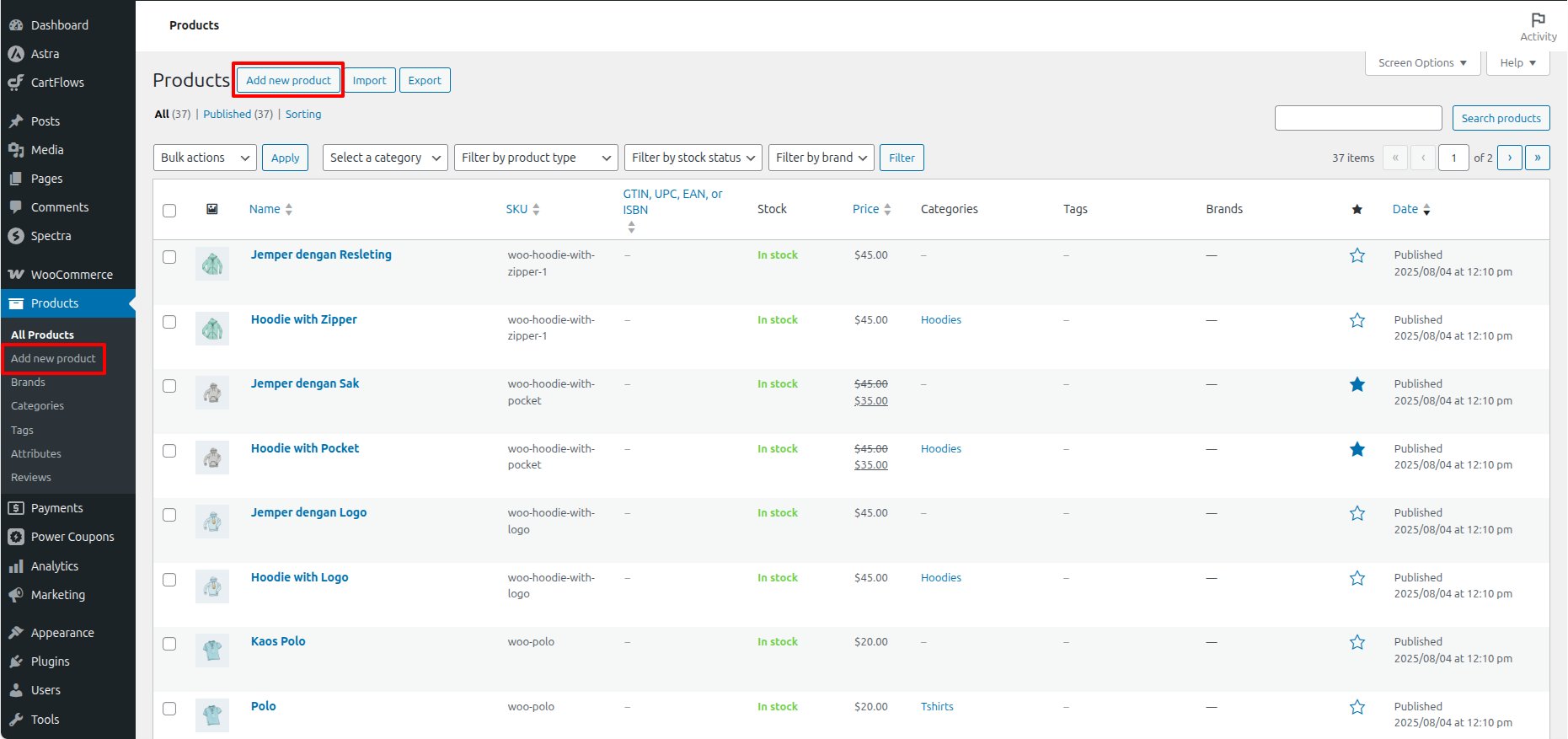Adding new product to WooCommerce