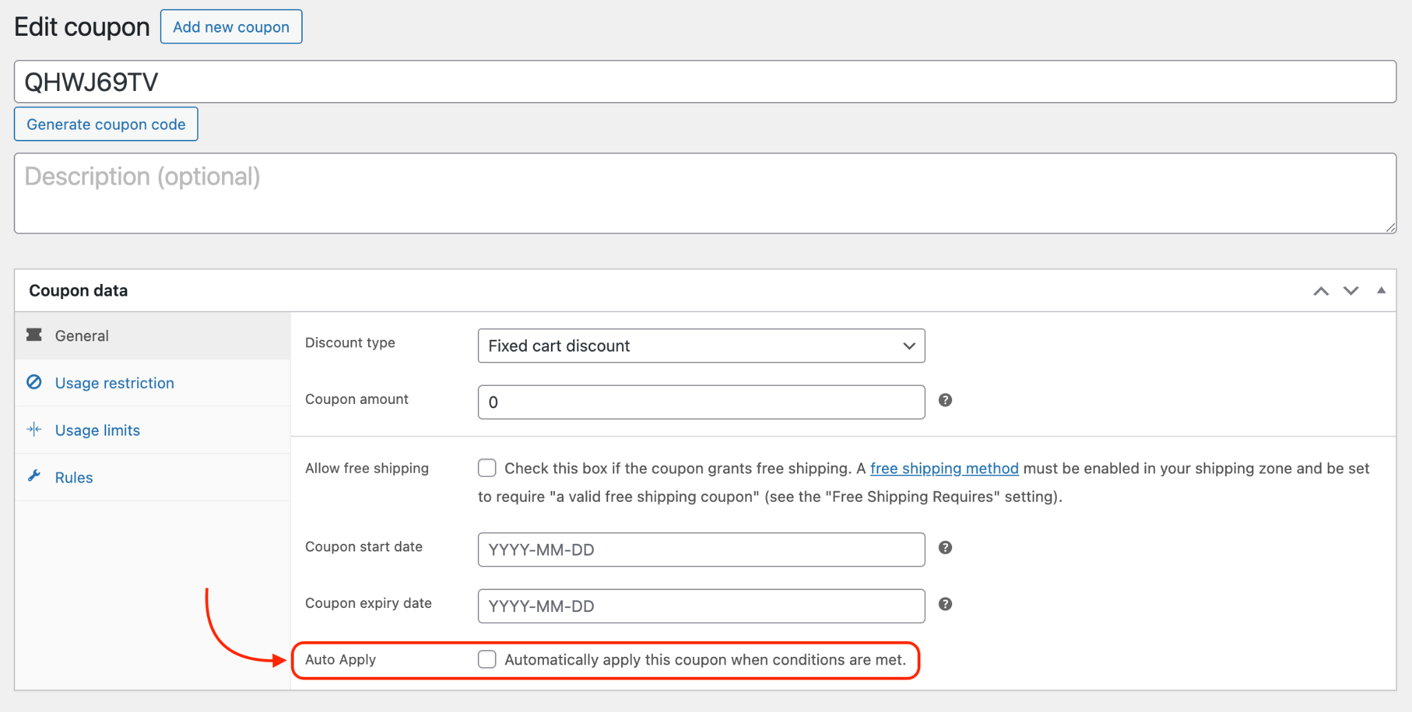 Auto-apply coupon toggle enabled in Power Coupon settings panel