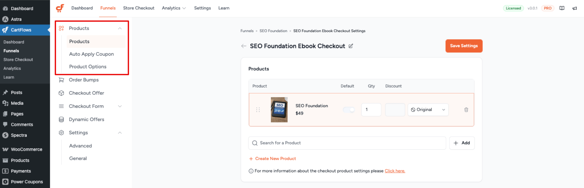 Checkout Setting Product