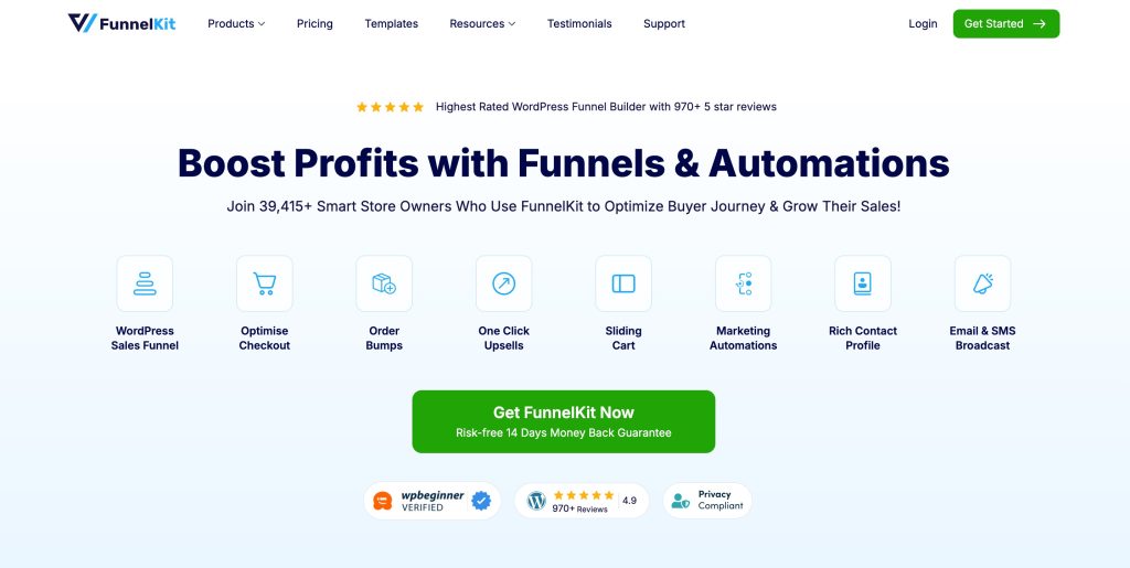 FunnelKit vs. CartFlows: Which WooCommerce Funnel Builder Should You Choose in 2026? FunnelKit Homepage
