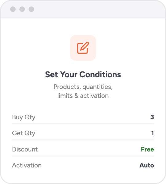 bogo step 2 set conditions