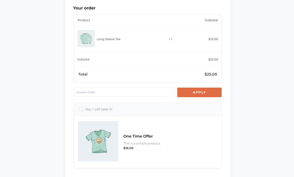 WooCommerce checkout page with order bump add-on built using CartFlows