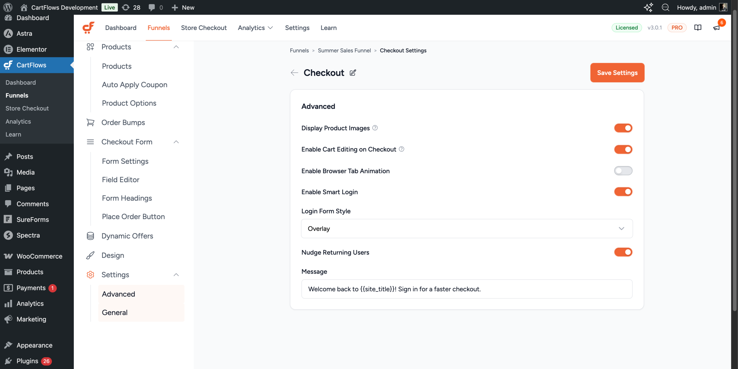 Smart Login Settings on the Advanced tab