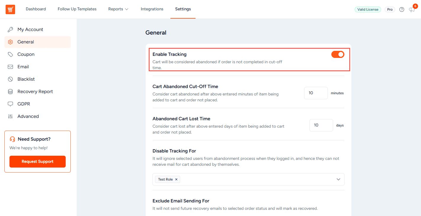 Enable Tracking Toggle