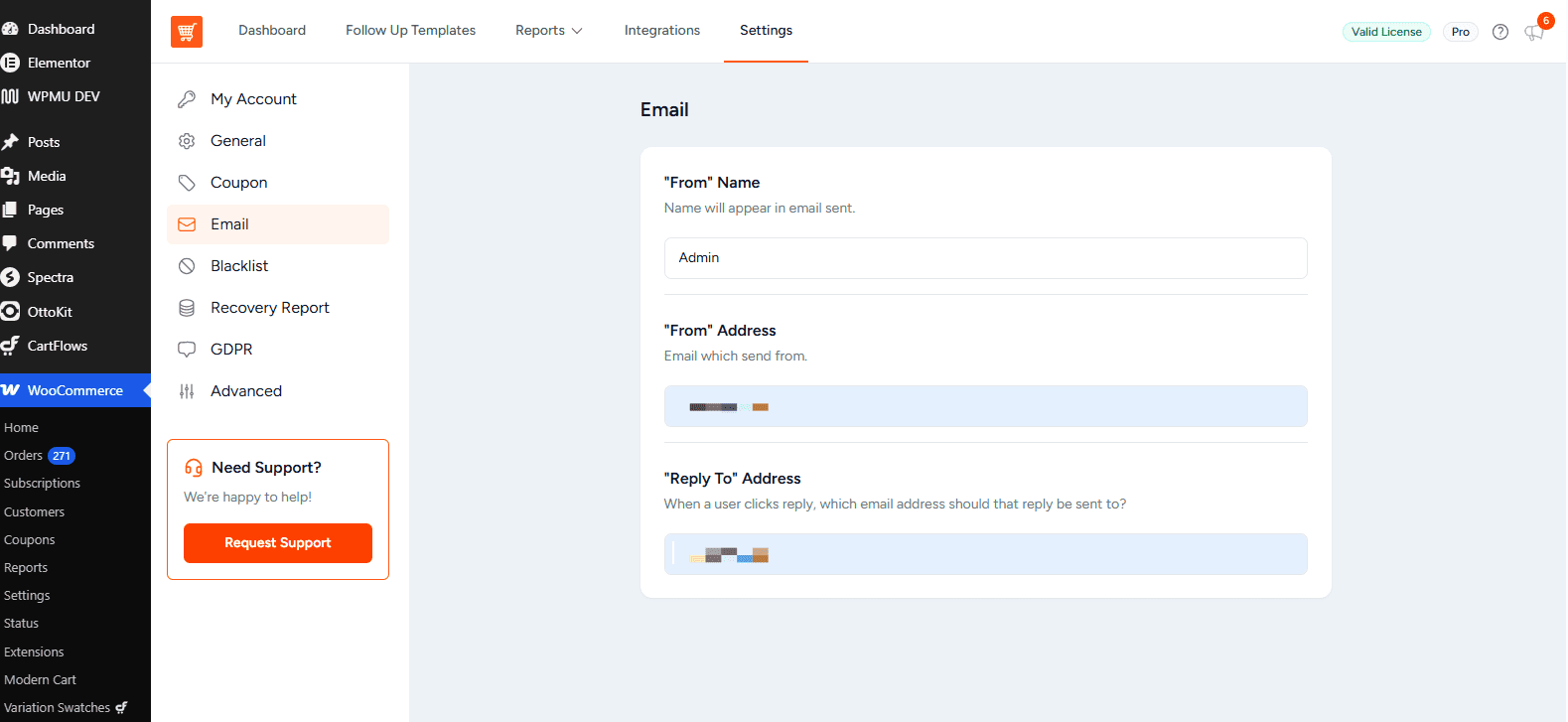 email sender settings