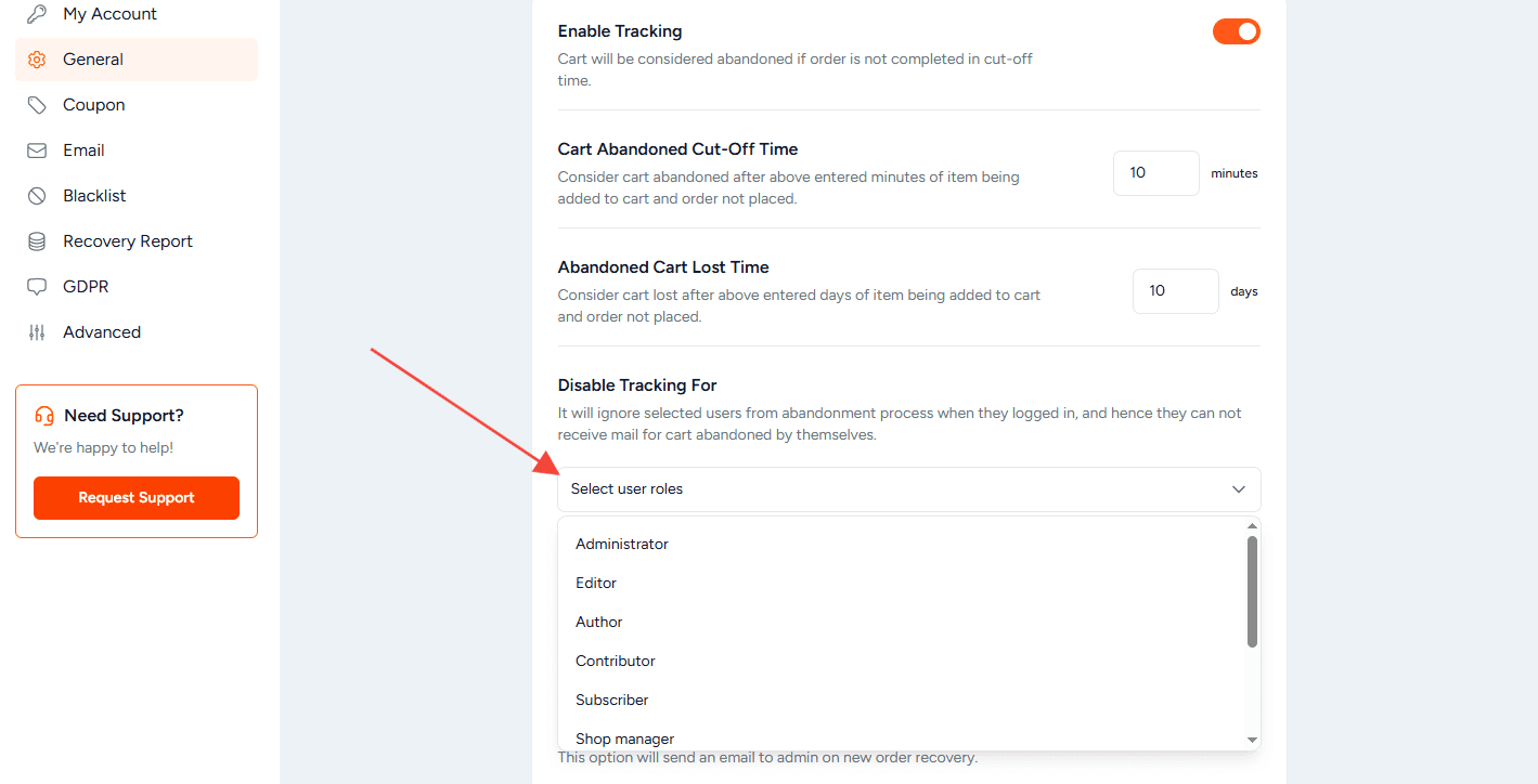 Exclude User Role from Tracking