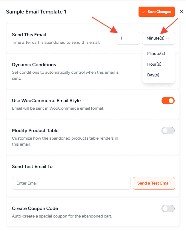 send this email settings