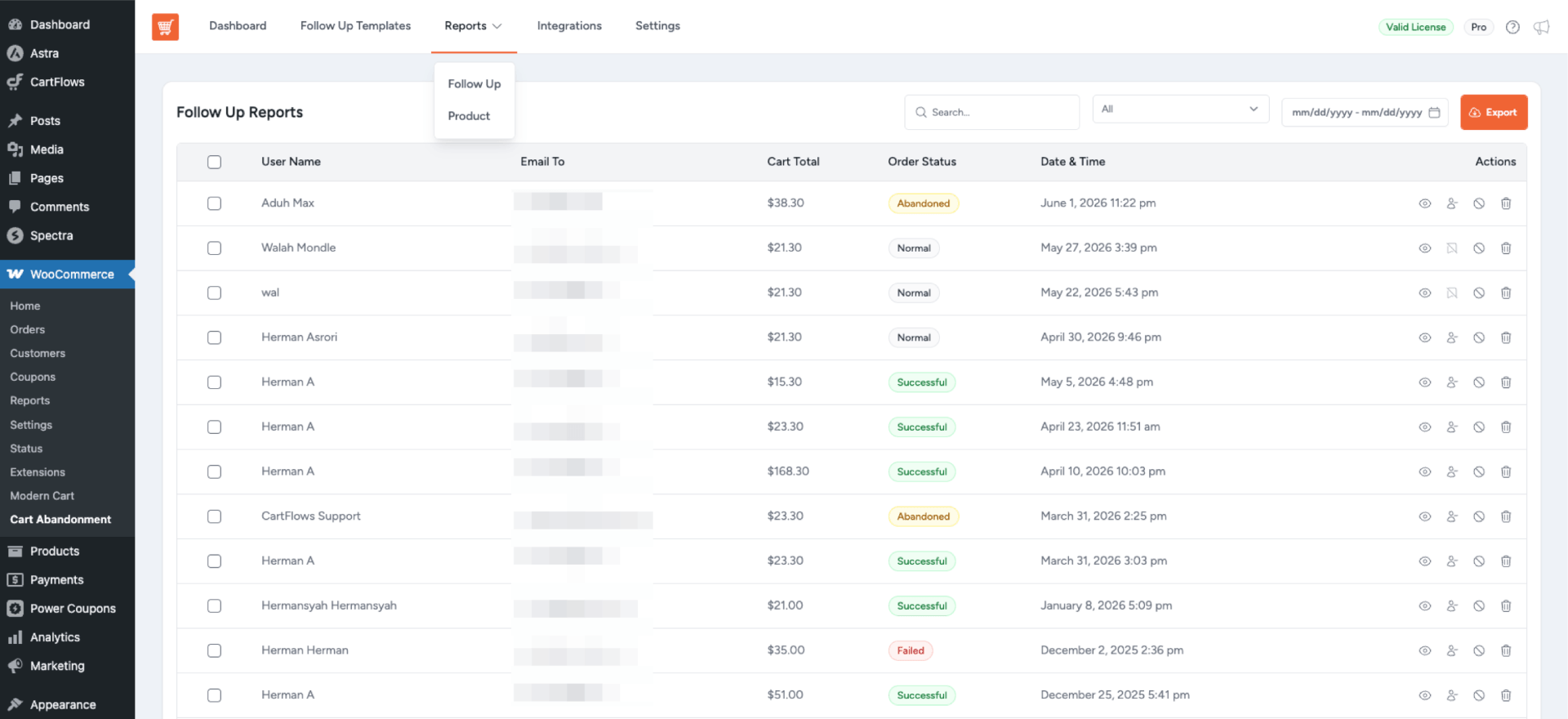 Abandoned Cart Reports Follow Up