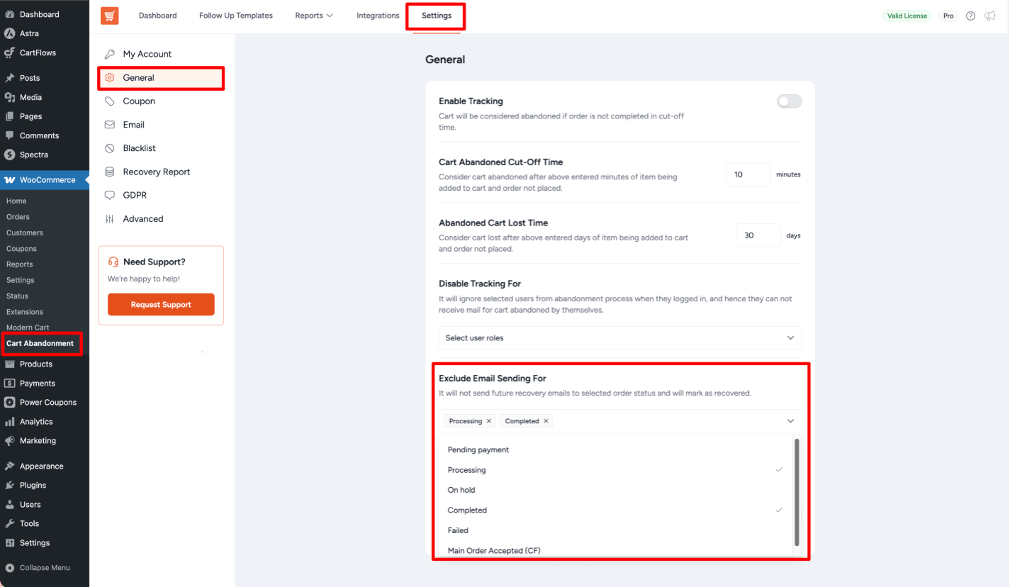 Recovering Unpaid / Failed Orders Exclude Email Sending for Option