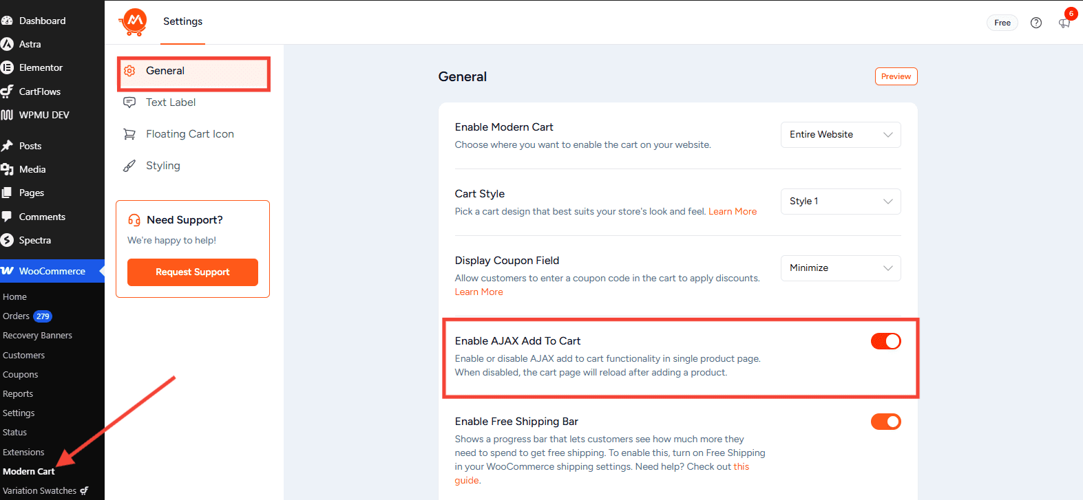 Enable AJAX Add to Cart (Site-wide) enable ajax add to cart