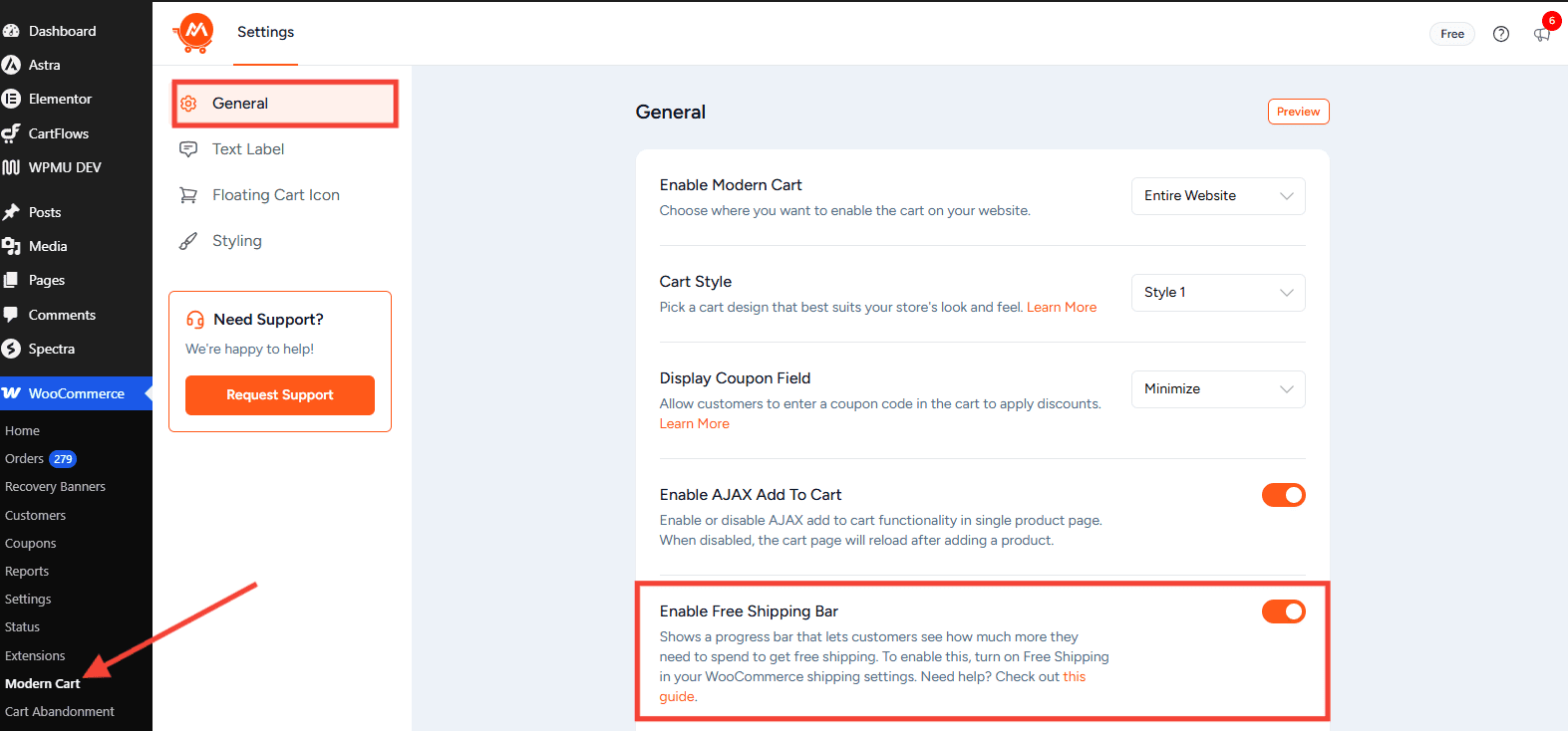 Free Shipping Progress Bar enable free shipping bar