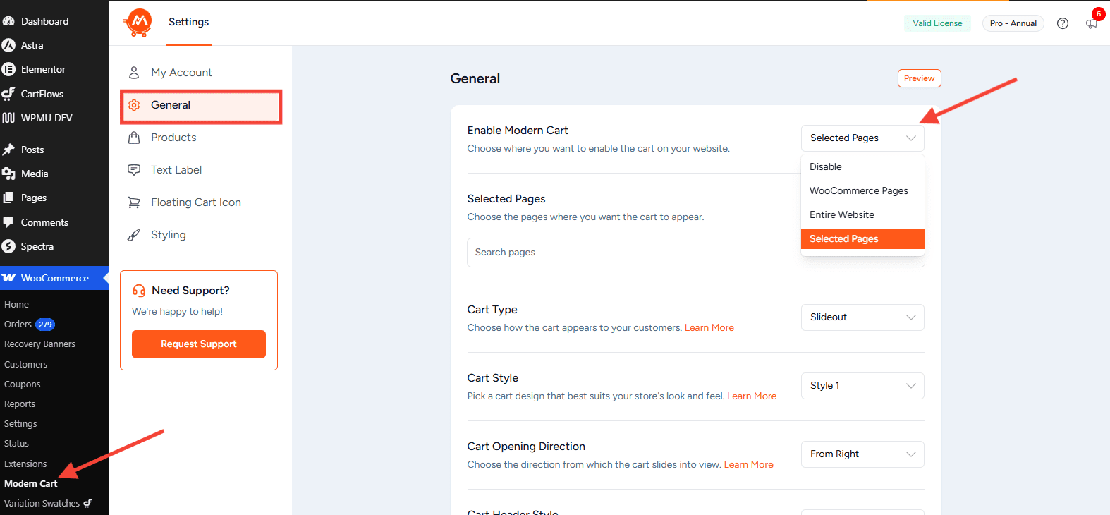 enable modern cart options