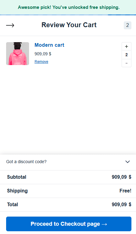 Free Shipping Progress Bar free shipping unlocked