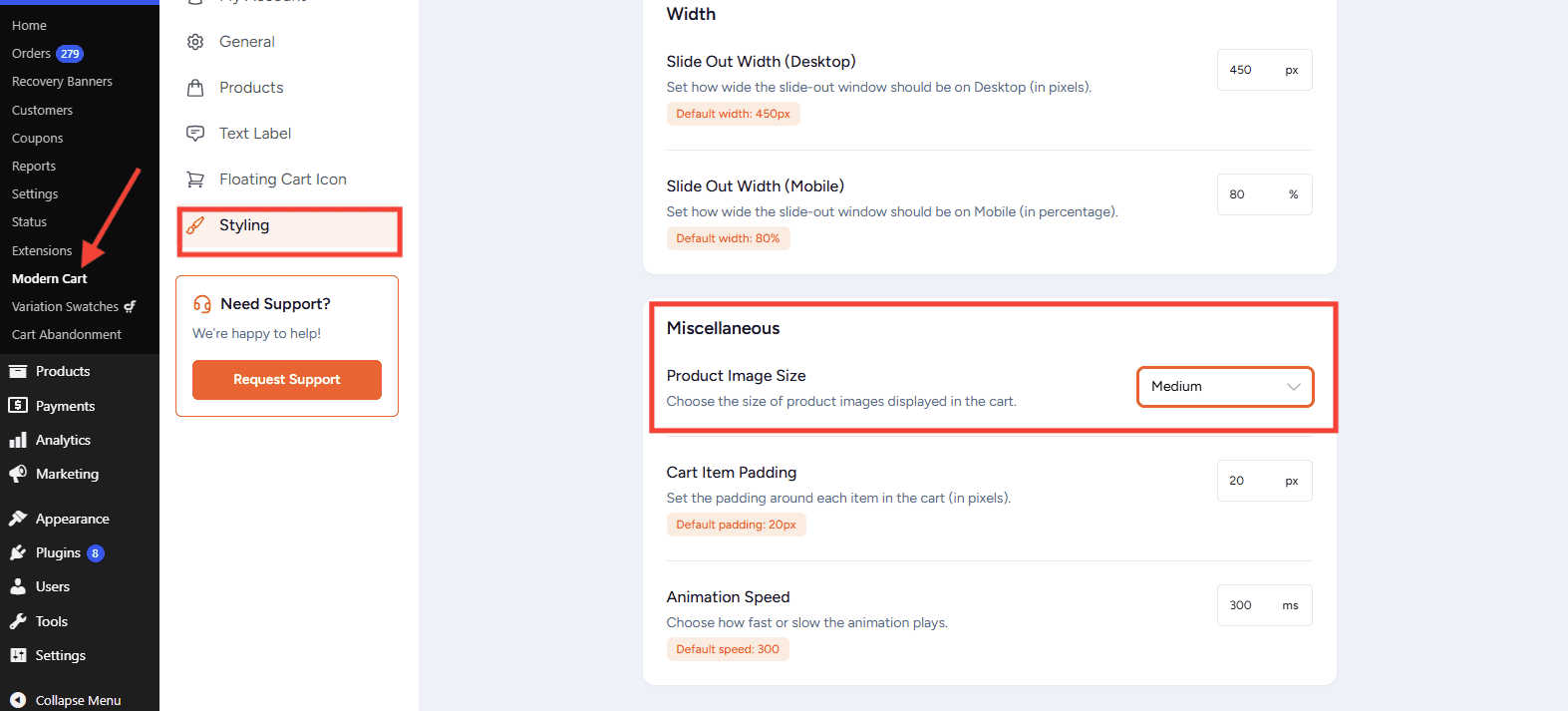How to Show / Hide Product Images in the Cart Tray modern cart product image size