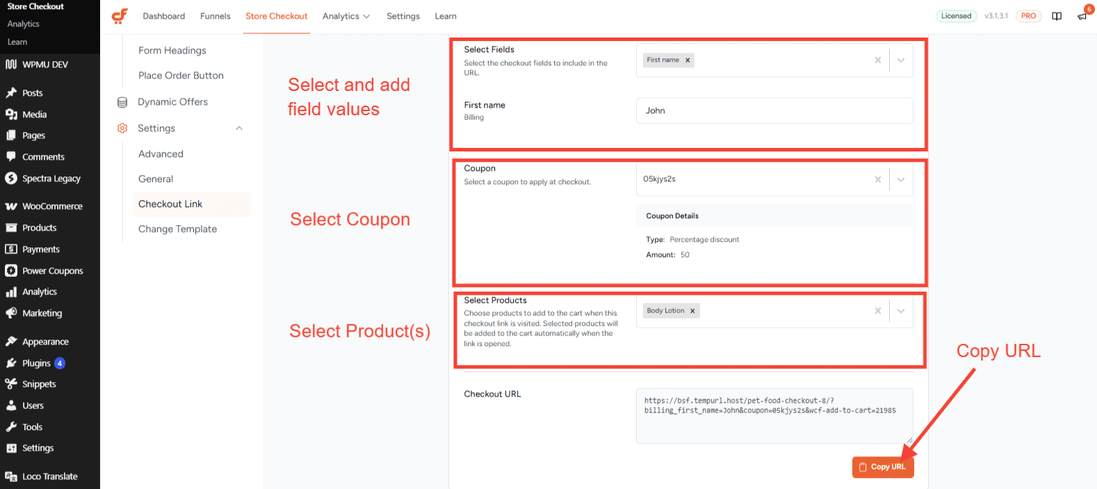 generate direct checkout link