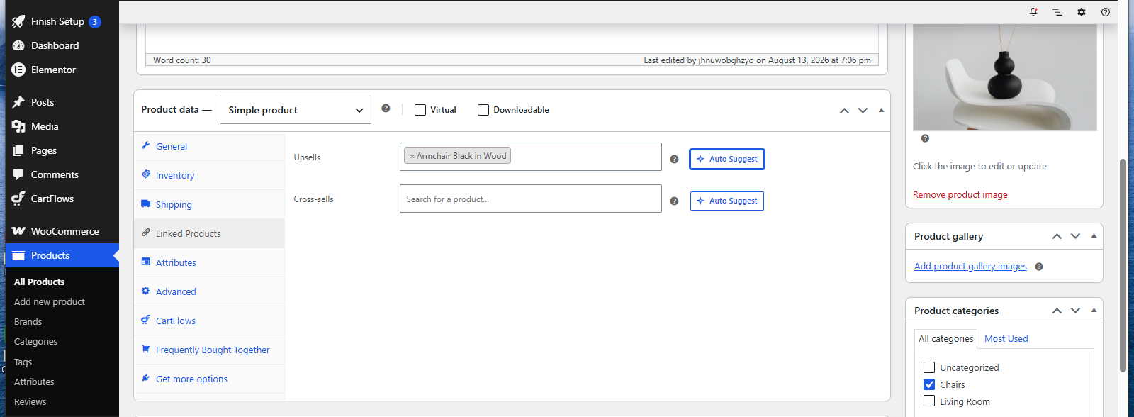 An accepted suggestion sitting in the Upsells field as a normal entry with a remove cross