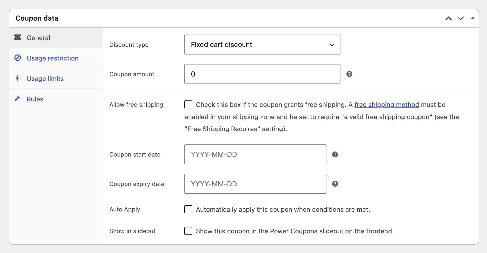 Creating a new coupon rule in Power Coupons