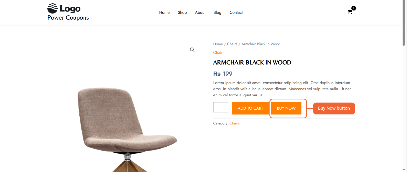 A product page showing the Buy Now button next to the Add to Cart button