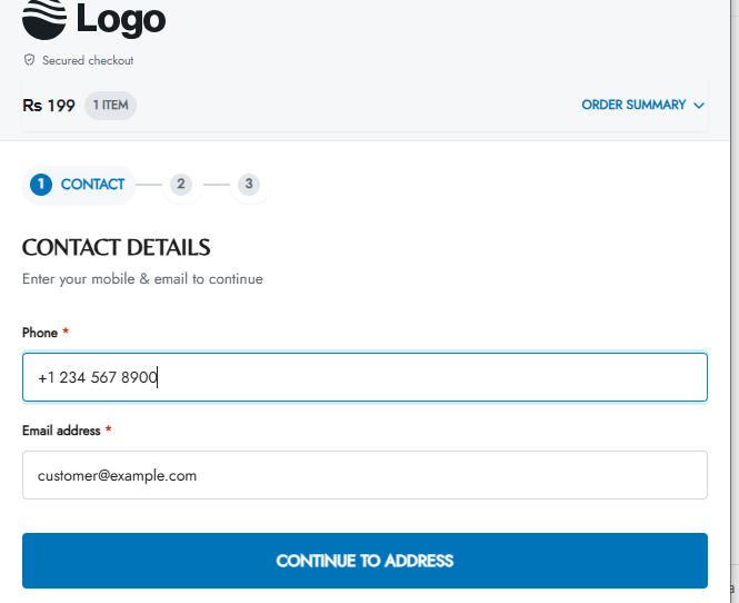 The Instant Checkout popup stacked full-width on a mobile screen