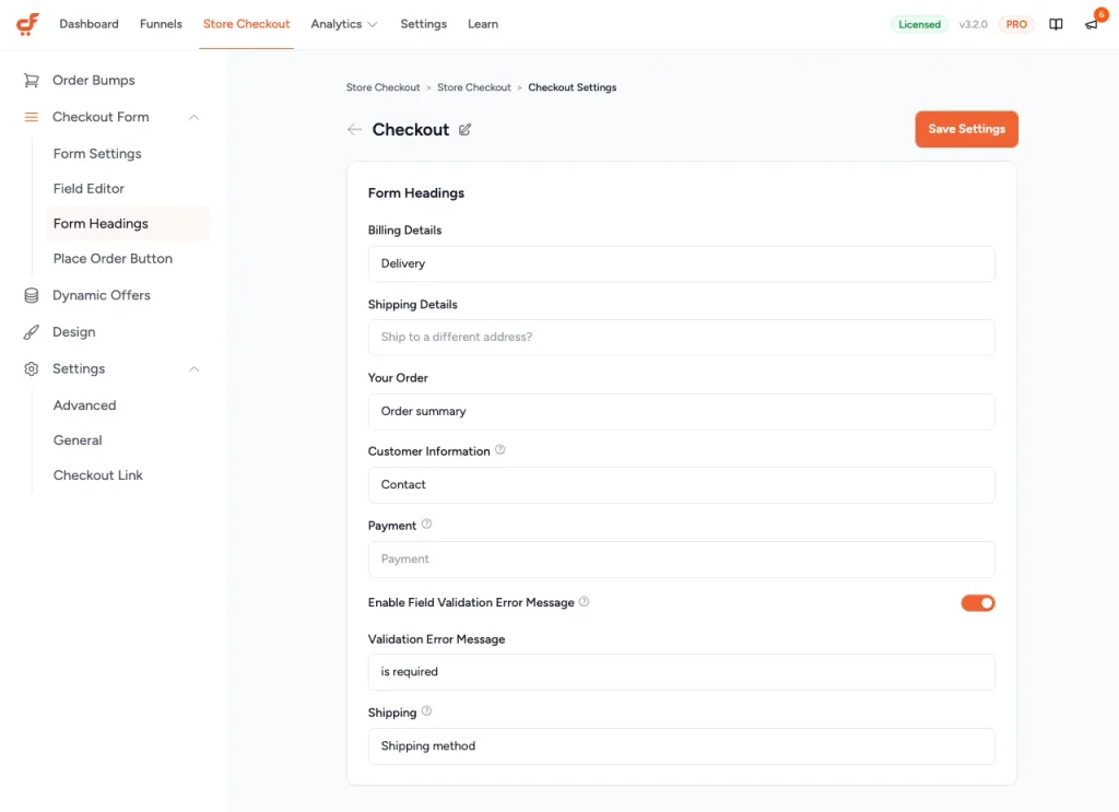 checkout like shopify lite panel form headings