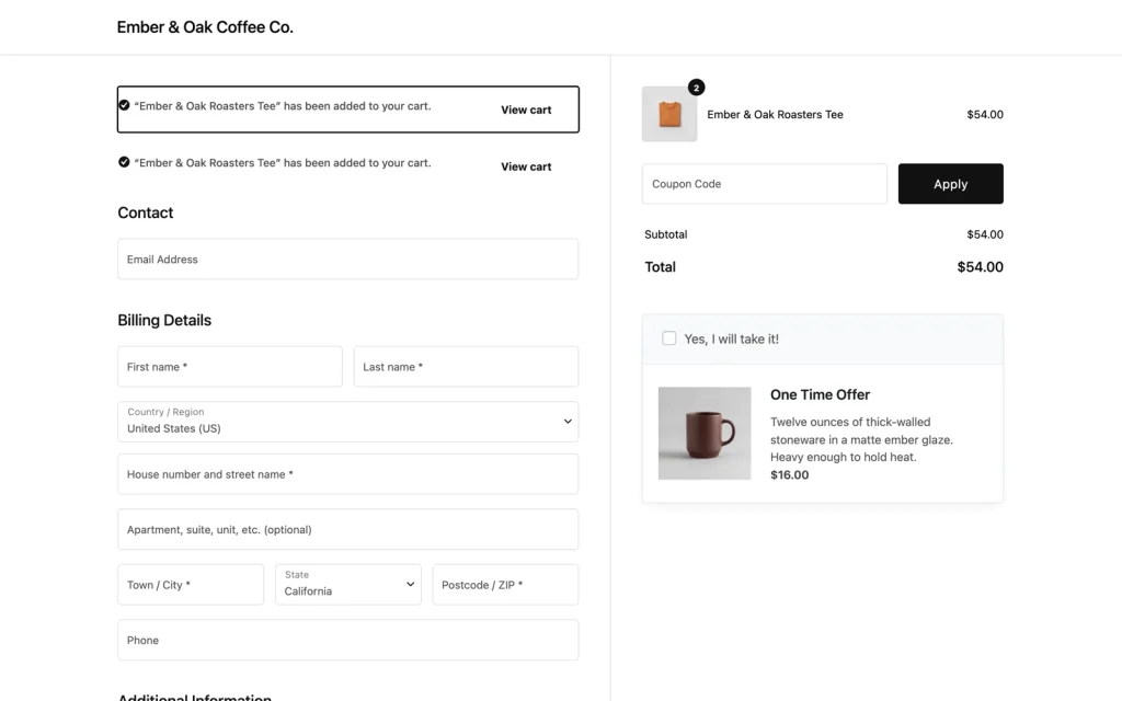 speed up checkout publish classic checkout test page