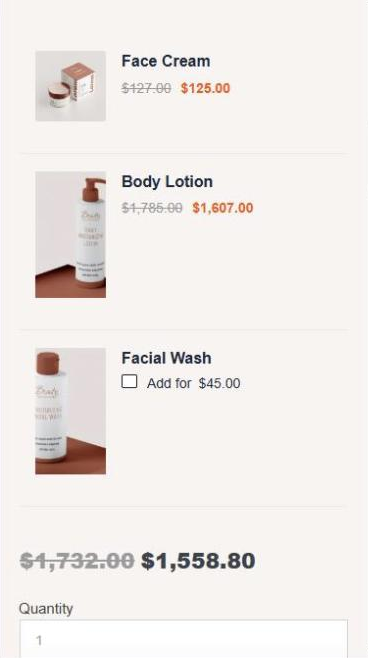 The bundle offer on a mobile screen, showing the three products and the bundle price