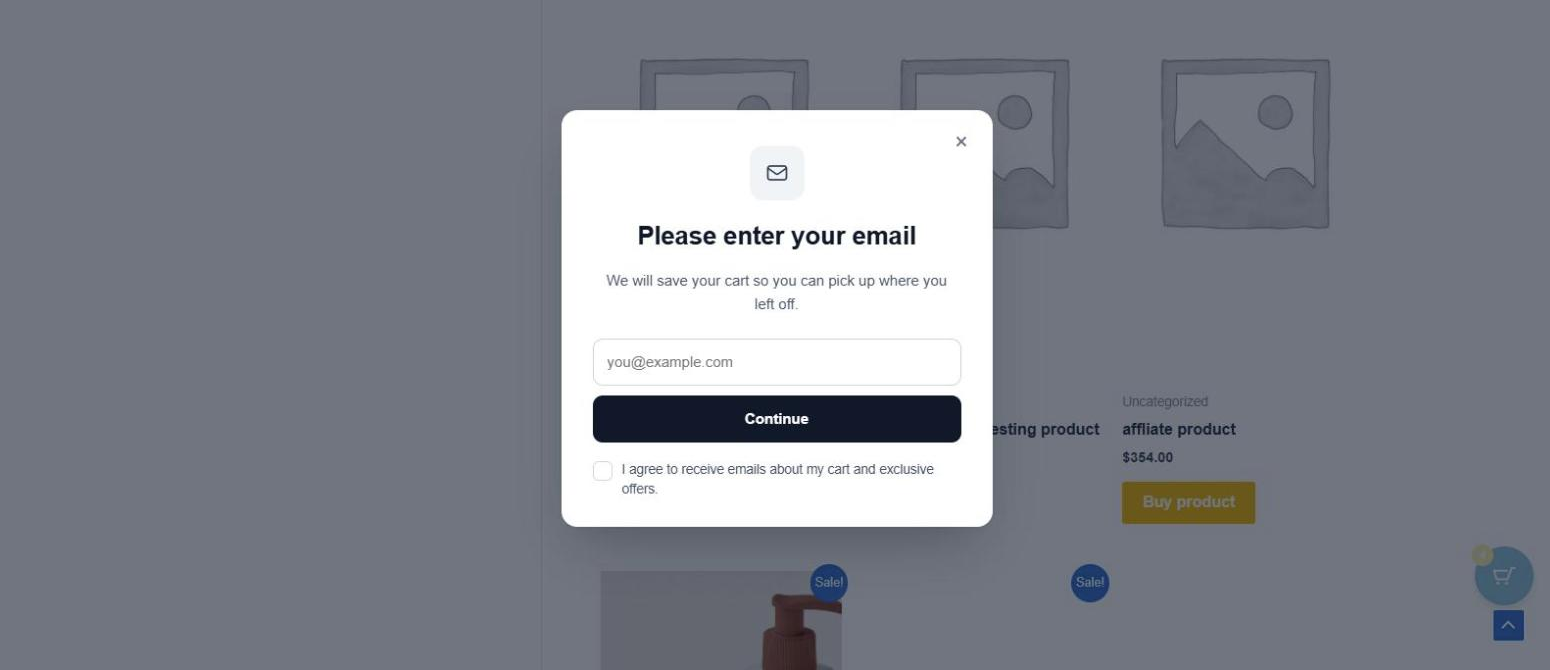 Capture Popup on a shop page asking for the shopper email