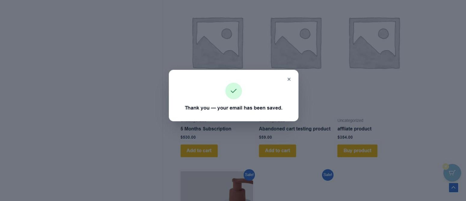 Capture Popup success message after submitting an email