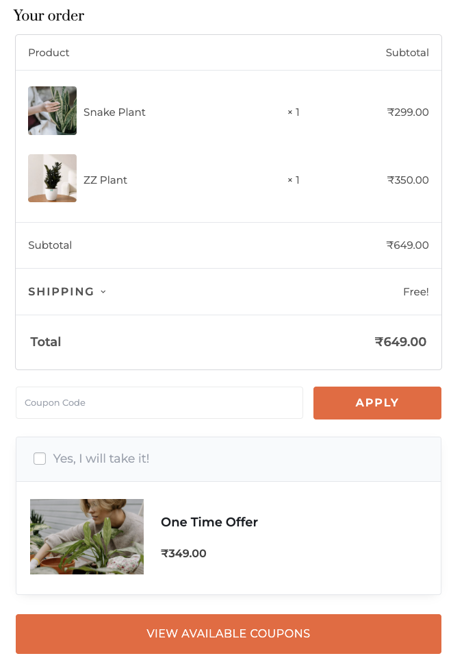 A CartFlows checkout on a WooCommerce store with an order bump above the payment methods.